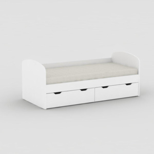 Drevona, posteľ REA GOLEM, 90, biela (REA GOLEM posteľ s 2 zásuvkami 90 x 200 cm)