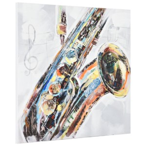 [art.work] Ručne maľovaný obraz - saxofón - plátno napnuté na ráme - 100x100x3,8 cm