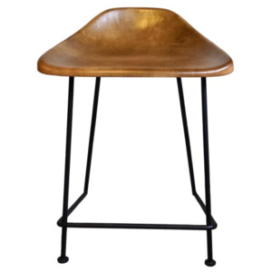 Industrial style, Kožená stolička na kovových nohách 49x42x35cm (1558)