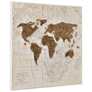 [art.work] Ručne maľovaný obraz - mapa sveta - plátno napnuté na ráme - 100x100x3,8 cm