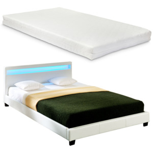 Corium® Moderná manželská posteľ s matracom 'Paris' - biela - 140 x 200 cm