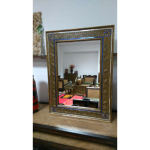 Zrkadlo zlatá patina -drevo 80x60cm