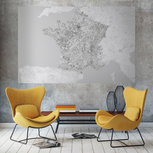 Mapa Francúzska čiernobiela - fototapeta FS3344