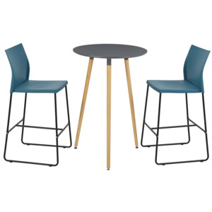 [en.casa]® Okrúhly retro barový stôl + stoličky - 2 ks - tyrkysové