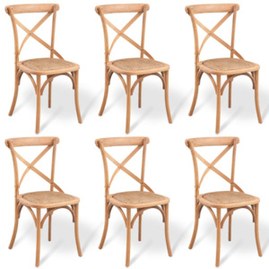 ViidaXL Jedálenská stolička, 6 ks, dubové drevo, 48x45x90 cm (6x243717)