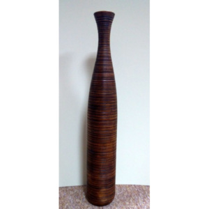 Vysoká drevená váza GRAVING - 76cm - hnedá-čierna