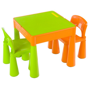 Detský stôl so stoličkami MAMUT zeleno oranžový