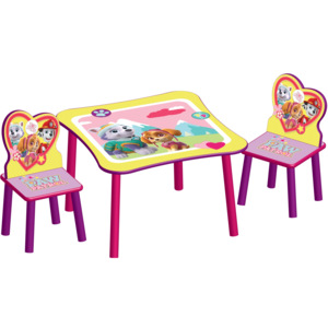 Detský stôl so stoličkami ružový Disney PAW PATROL