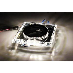 SuperLED Podhľadové bodové svietidlo nevýklopné - štvorec zrkadlo + LED pásik 3W neutrálna biela
