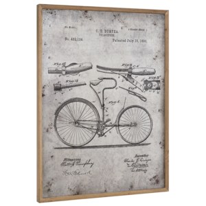 [art.work] Dizajnový obraz na stenu - hliníková doska - bicykel (nákres) - zarámovaný - 80x60x2,8 cm