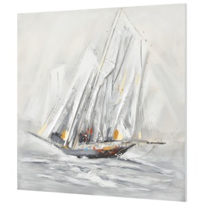 [art.work] Ručne maľovaný obraz - loď - plátno napnuté na ráme - 100x100x3,8 cm