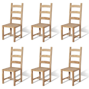Masívne jedálenské stoličky, 6 ks, teakové drevo, 45,5x53x111 cm (3x244000)