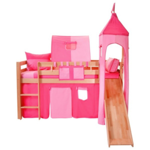 Ružový bavlnený hradný set na detské poschodové postele Mobi furniture Luk a Tom