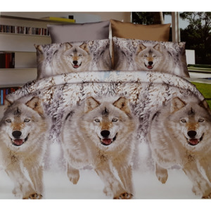 Home of Dream bavlnené 3D obliečky 3-dielna sada so vzorom usmiatych snežných vlkov 70x90 40x50 140x200