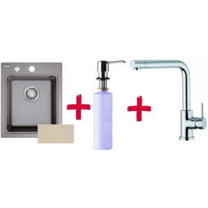 Franke SET G33 drez KSG 218.082 sahara + drezová batéria Samoa + dávkovač saponátu FD 300