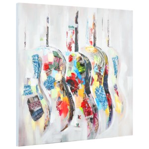 [art.work] Ručne maľovaný obraz - gitary - plátno napnuté na ráme - 100x100x3,8 cm
