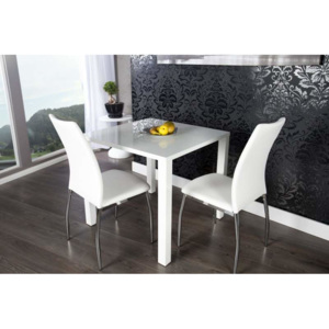 Lesklý biely jedálenský stôl Lucente II 80 x 80 cm »