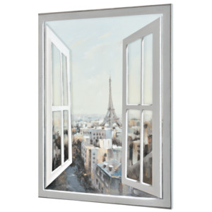 [art.work] Ručne maľovaný obraz - výhľad z okna 2 (svetlý) - plátno napnuté na ráme - 120x90x3,8 cm