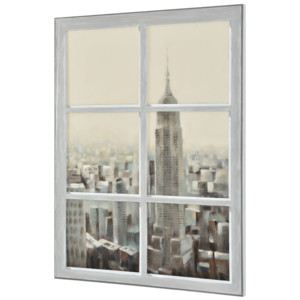 [art.work] Ručne maľovaný obraz - výhľad z okna (svetlý) - plátno napnuté na ráme - 120x90x3,8 cm