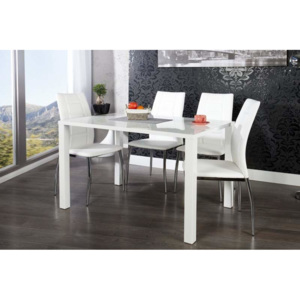 Lesklý biely jedálenský stôl Lucente II 80 x 120 cm »