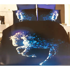 Home of Dream bavlnené 3D obliečky 3-dielna sada so vzorom tajuplného bielo-modrého koňa 70x90 40x50 140x200