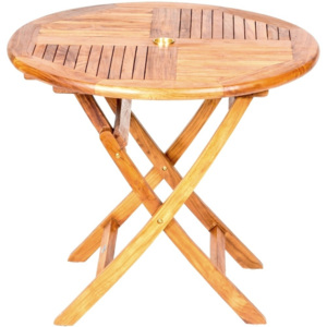 Skladací záhradný stôl s doskou z teakového dreva Massive Home Shankar, ⌀ 90 cm