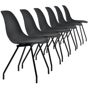 [en.casa]® Sada dizajnových stoličiek - 6 kusov - čierne