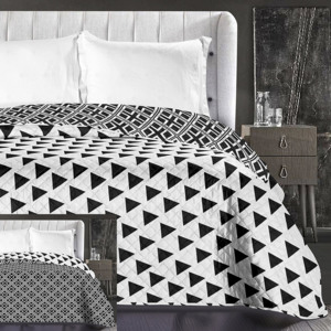 Biely obojstranný prehoz na posteľ s trojuholníkmi
