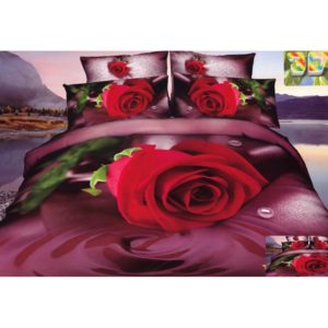 Moderné posteľné obliečky 3D vzor červená ruža