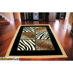 Kusový koberec PP Leopard a zebra čierny 180x250, Velikosti 180x250cm