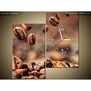 Tlačený obraz s hodinami Kávové bohatstvo 60x60cm S-ZP2411A_2J(P)