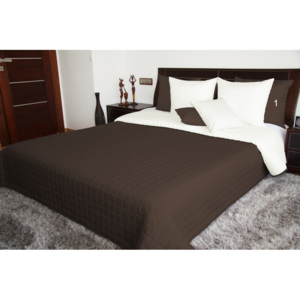 Luxusné hnedo biele prikrývky na postele prešívané