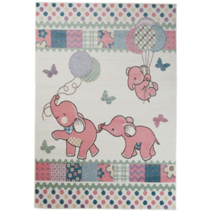 Detský kusový koberec Slony ružový, Velikosti 80x150cm