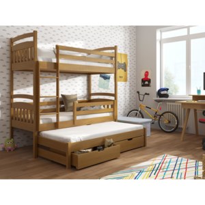 Detská poschodová posteľ 90 cm Anie (dub). Akcia -32%. Vlastná spoľahlivá doprava až k Vám domov