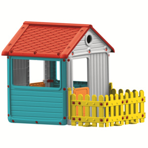 DOLU Detský záhradný domček s plotom, plastový, modrý
