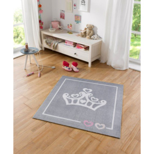 Hanse Home Detský koberec Korunka, 100x100 cm - sivý