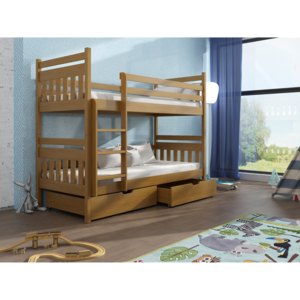 Detská poschodová posteľ 90 cm Aras (dub). Akcia -33%. Vlastná spoľahlivá doprava až k Vám domov