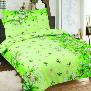 Home of Dream Krepové obliečky Ida 7-dielna sada zelené s kvetinkami 140x200 70x90 40x50 220x240