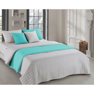Kvalitný prešívaný prehoz na posteľ béžovo zelenej farby