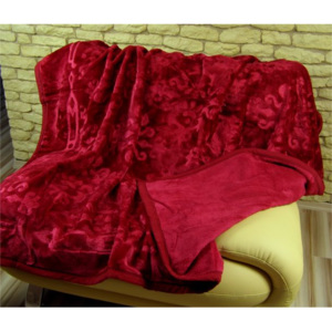 Teplá moderná deky z akrylu bordovej farby