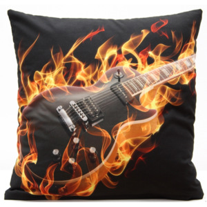 Horiaca gitara obliečka na vankúš čiernej farby