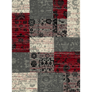 Kusový koberec Prime Pile 101188 Patchwork Optik Rot/Grau/Beige 60x110