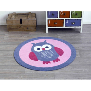 Hanse Home Detský guľatý koberec Sova, 100 cm - svetlo fialový