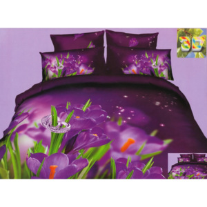 Luxusné posteľné obliečky 3D s motívom fialiek