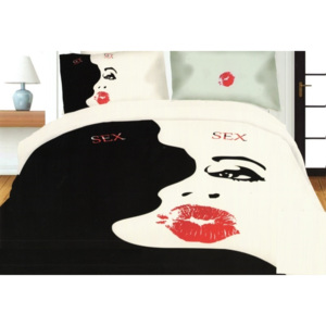 Ženská tvár posteľná obliečka bielo čiernej farby