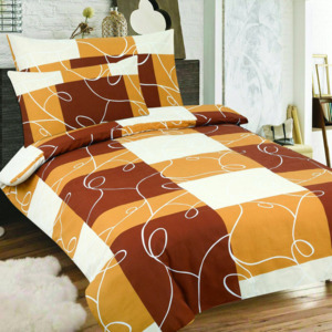 Home of Dream Krepové obliečky Andrea 3-dielna sada oranžovo-bielo-hnedé 70x90 40x50 140x200