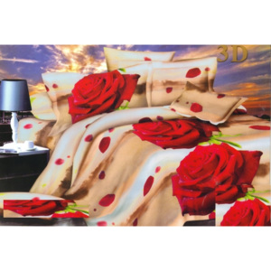 Béžové posteľné obliečky s ružami