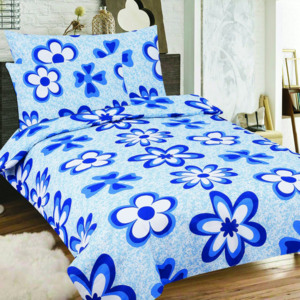 Home of Dream Krepové obliečky Antónia 3-dielna sada modré s kvetinkami 70x90 40x50 140x200