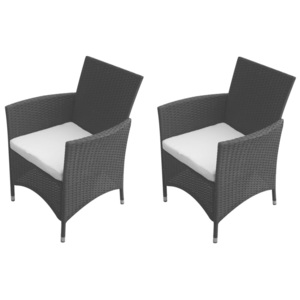 Polyratanové záhradné stoličky, 2 ks, čierne