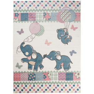 Detský kusový koberec Slony modrý, Velikosti 80x150cm